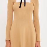 Mixed Media Fit and Flare Sweater Dress