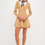 Mixed Media Fit and Flare Sweater Dress