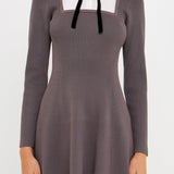 Mixed Media Fit and Flare Sweater Dress