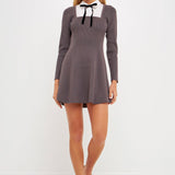 Mixed Media Fit and Flare Sweater Dress