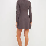 Mixed Media Fit and Flare Sweater Dress