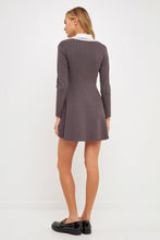 Load image into Gallery viewer, Mixed Media Fit and Flare Sweater Dress
