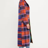 Colorblock Plaid Trench Coat