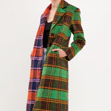 Colorblock Plaid Trench Coat