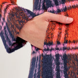 Colorblock Plaid Trench Coat