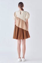 Load image into Gallery viewer, ENGLISH FACTORY-Asymmetrical Colorblock Puff Sleeve Dress-DRESSES available at Objectrare
