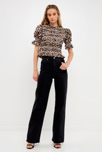 Load image into Gallery viewer, ENGLISH FACTORY-Leopard Print Puff Short Sleeve Top-TOPS available at Objectrare
