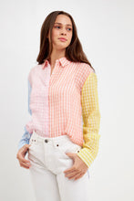 Load image into Gallery viewer, Color Block Gingham Shirt
