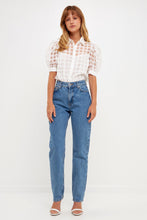 Load image into Gallery viewer, ENGLISH FACTORY-Short Sleeve Organza Grid Blouse-TOPS available at Objectrare
