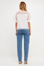 Load image into Gallery viewer, ENGLISH FACTORY-Short Sleeve Organza Grid Blouse-TOPS available at Objectrare
