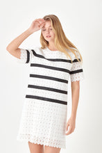 Load image into Gallery viewer, Eyelet Striped Shift Dress
