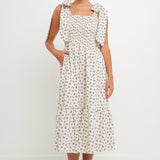 Floral Bow Tie Midi Dress
