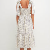Floral Bow Tie Midi Dress