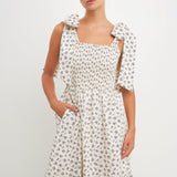 Floral Bow Tie Midi Dress