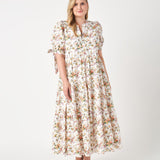 ENGLISH FACTORY-Floral Tiered Midi Dress-DRESSES available at Objectrare