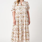 ENGLISH FACTORY-Floral Tiered Midi Dress-DRESSES available at Objectrare