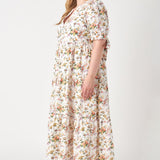 ENGLISH FACTORY-Floral Tiered Midi Dress-DRESSES available at Objectrare