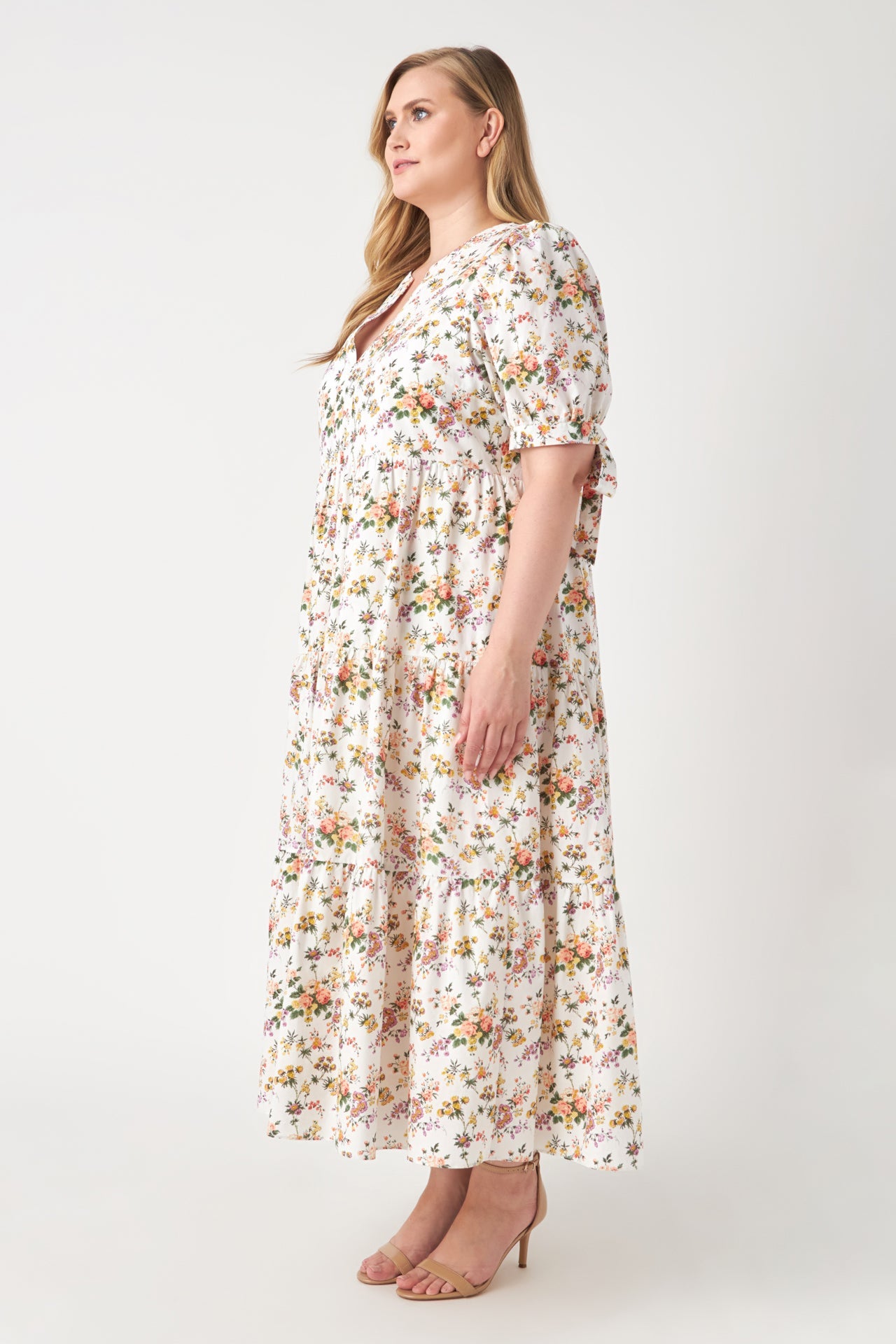 ENGLISH FACTORY-Floral Tiered Midi Dress-DRESSES available at Objectrare