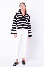 Load image into Gallery viewer, ENGLISH FACTORY - Striped Collared Cropped Sweater - SWEATERS &amp; KNITS available at Objectrare
