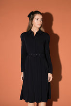 Load image into Gallery viewer, ENGLISH FACTORY-Pleated Collared Long Sleeve Midi Dress-DRESSES available at Objectrare
