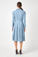 Load image into Gallery viewer, ENGLISH FACTORY-Pleated Collared Long Sleeve Midi Dress-DRESSES available at Objectrare
