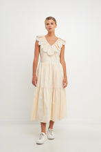 Load image into Gallery viewer, Ruffled Lace Contrast Midi Dress
