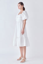 Load image into Gallery viewer, Puff Sleeve Back Bow Midi Dress
