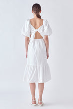 Load image into Gallery viewer, Puff Sleeve Back Bow Midi Dress
