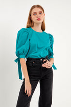 Load image into Gallery viewer, Bow Banded Puff Sleeve Blouse
