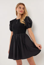 Load image into Gallery viewer, Mixed Media Henley Mini Dress
