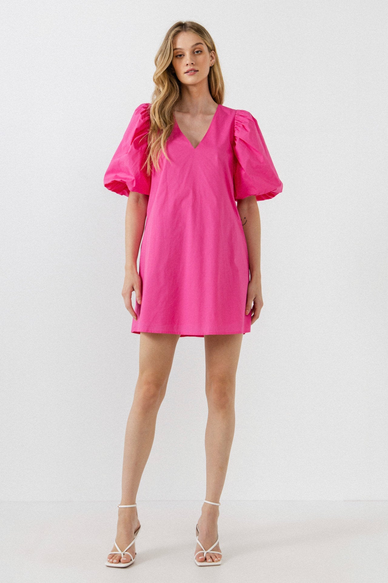 Puff Sleeve A-line Shift Mini Dress