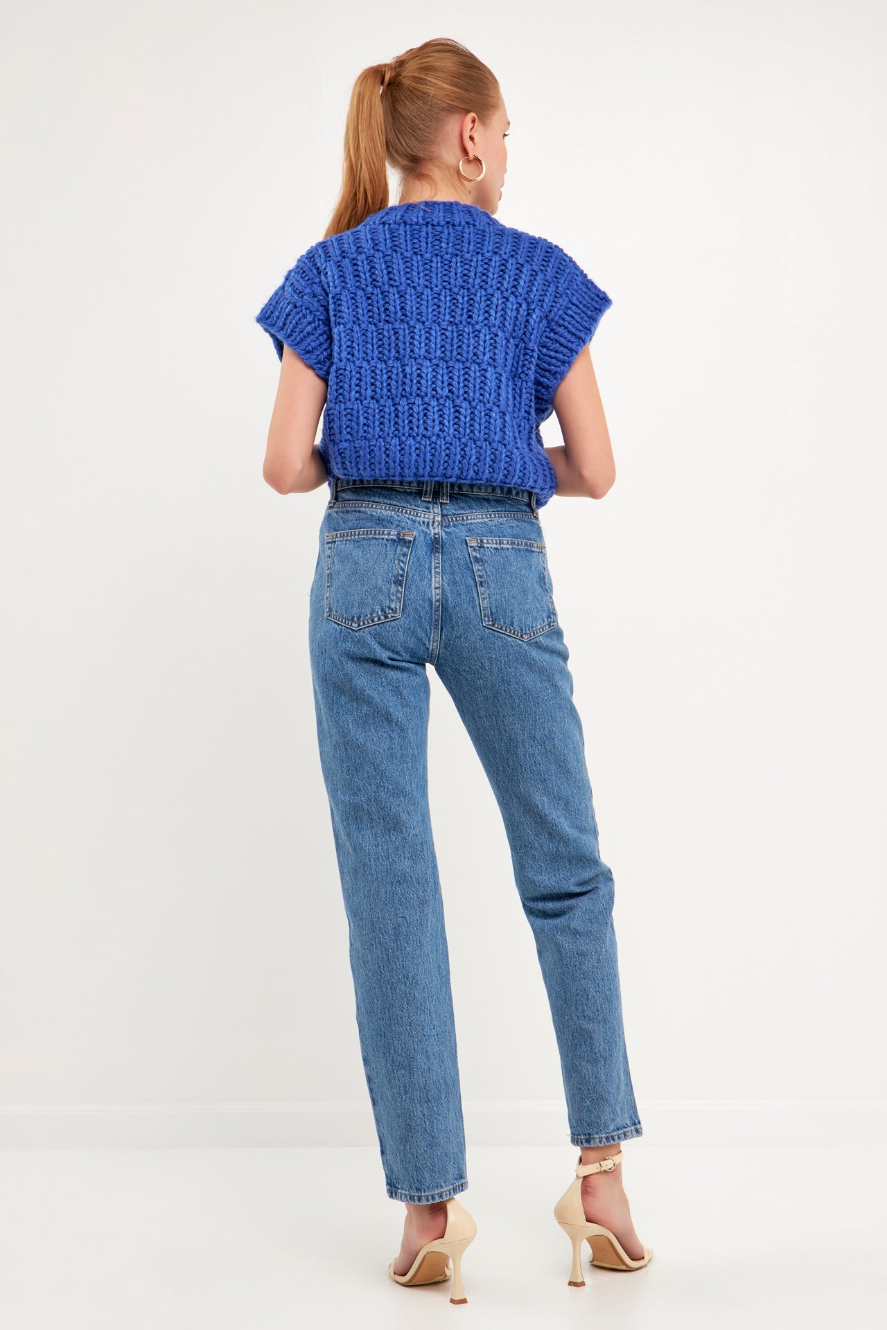 ENGLISH FACTORY-Chunky Knit Sweater Vest-SWEATERS & KNITS available at Objectrare