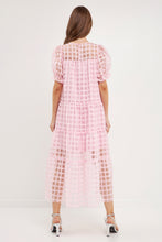 Load image into Gallery viewer, Organza Gridded Puff Sleeve Maxi Dress
