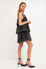 Load image into Gallery viewer, Organza Gridded Tiered Sleeveless Mini Dress
