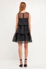 Load image into Gallery viewer, Organza Gridded Tiered Sleeveless Mini Dress
