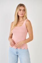 Load image into Gallery viewer, Square neckline Scallop Edge Knit Tank Top
