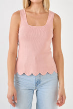 Load image into Gallery viewer, Square neckline Scallop Edge Knit Tank Top
