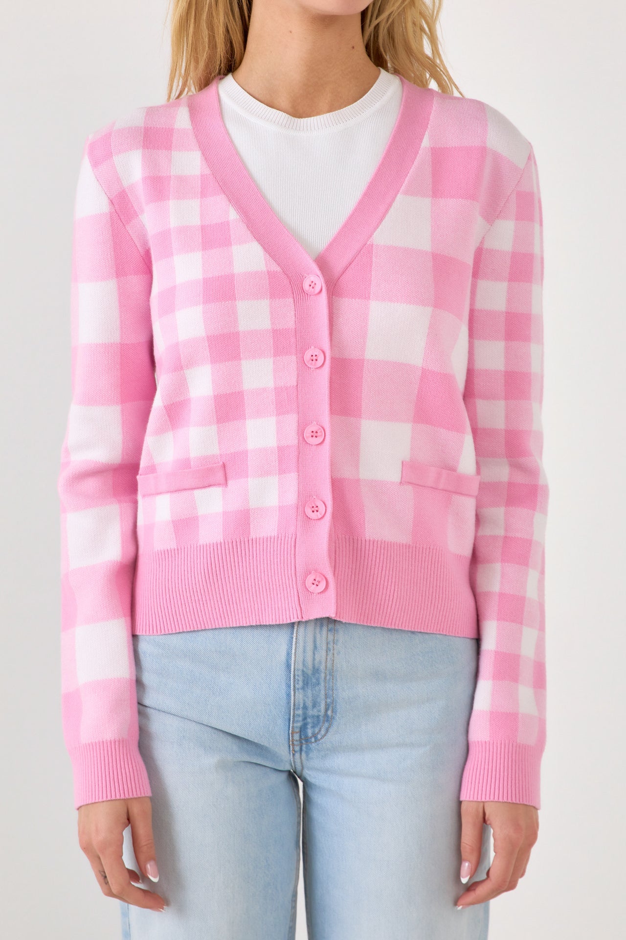 ENGLISH FACTORY - Gingham Knit Cardigan - SWEATERS & KNITS available at Objectrare