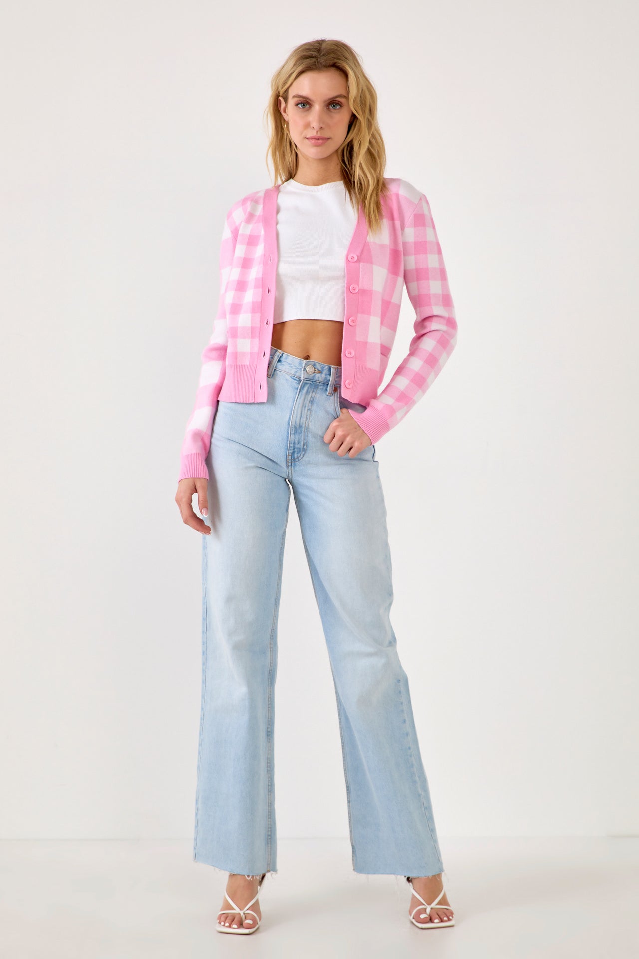 ENGLISH FACTORY - Gingham Knit Cardigan - SWEATERS & KNITS available at Objectrare