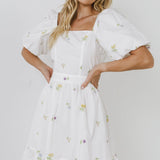 ENGLISH FACTORY-Floral Embroidery Back Tie Mini Dress-DRESSES available at Objectrare