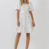 ENGLISH FACTORY-Floral Embroidery Back Tie Mini Dress-DRESSES available at Objectrare
