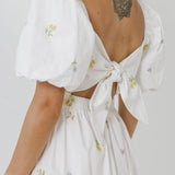 ENGLISH FACTORY-Floral Embroidery Back Tie Mini Dress-DRESSES available at Objectrare