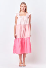 Load image into Gallery viewer, Ruffled Straps Color Block Midi Dress
