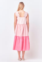 Load image into Gallery viewer, Ruffled Straps Color Block Midi Dress
