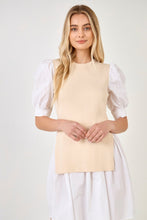 Load image into Gallery viewer, Mixed Media Puff Sleeve Mini Dress
