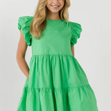 Balloon Sleeve Mini Dress