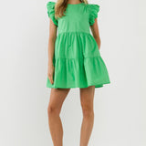Balloon Sleeve Mini Dress