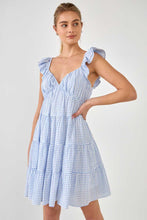 Load image into Gallery viewer, Gingham Printed Tiered Mini Dress
