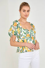 Load image into Gallery viewer, Lemon Print Puff Sleeve Top
