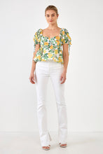 Load image into Gallery viewer, Lemon Print Puff Sleeve Top

